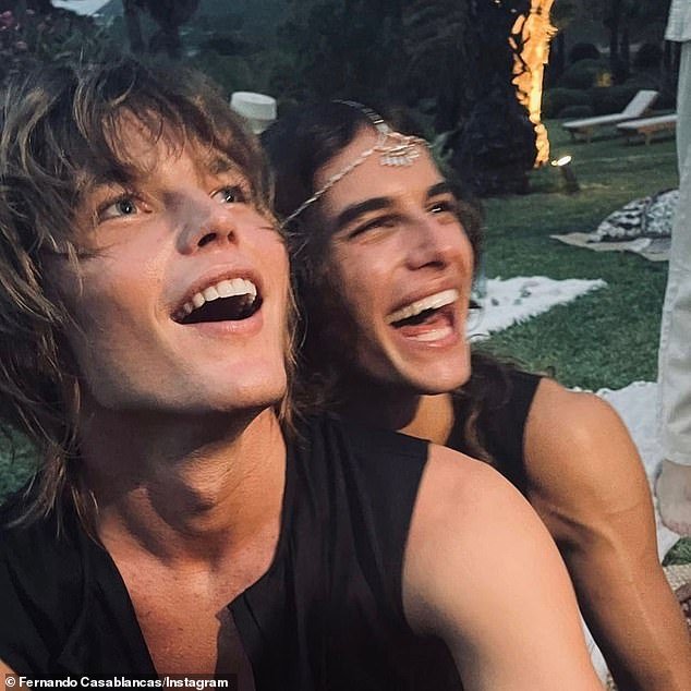 Marriage: Jordan meanwhile married fellow male model Fernando Casablancas (right) in an intimate ceremony in Ibiza, Spain, in August last year