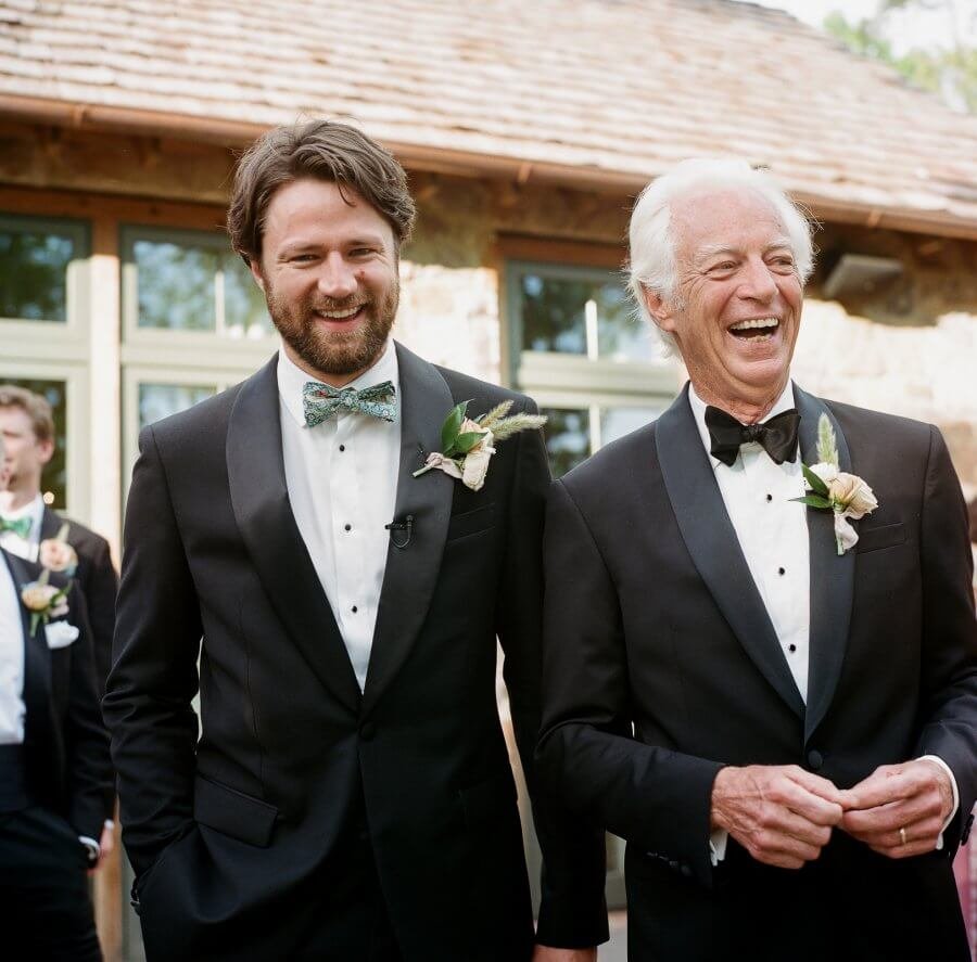 The Groom and his father in their wedding tuxedos
