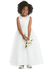 Peter Pan Collar Satin and Tulle Flower Girl Dress
