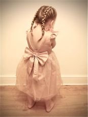 Dusky Pink Flower Girl Pearl Dress