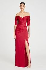 SIENNA OFF THE SHOULDER GOWN in red