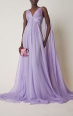 Gathered Silk Chiffon Lilac Gown